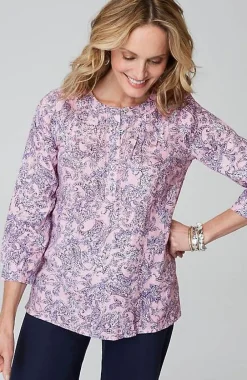 J.Jill Printed Linen Pintucked Popover | Jjill-Women Shirts & Blouses