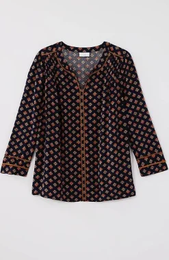J.Jill Printed U0026 Embroidered V-Neck Top | Jjill-Women Shirts & Blouses