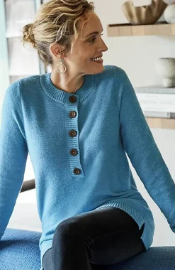 J.Jill Pure Jill Button-Front Crew-Neck Sweater | Jjill-Women Sweaters