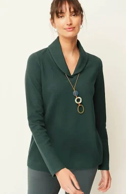 J.Jill Pure Jill Diagonal-Knit Folded-Collar Top | Jjill-Women Tops & Tees