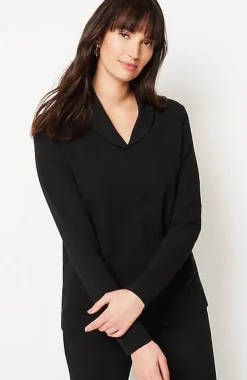 J.Jill Pure Jill Diagonal-Knit Folded-Collar Top | Jjill-Women Tops & Tees