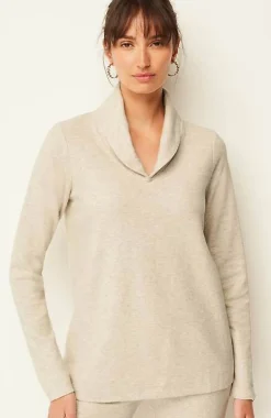 J.Jill Pure Jill Diagonal-Knit Folded-Collar Top | Jjill-Women Tops & Tees