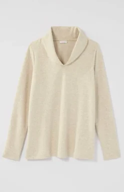 J.Jill Pure Jill Diagonal-Knit Folded-Collar Top | Jjill-Women Tops & Tees
