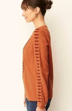 J.Jill Pure Jill Embroidered Buttoned-Cuff Top | Jjill-Women Shirts & Blouses