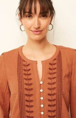 J.Jill Pure Jill Embroidered Buttoned-Cuff Top | Jjill-Women Shirts & Blouses