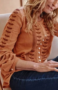 J.Jill Pure Jill Embroidered Buttoned-Cuff Top | Jjill-Women Shirts & Blouses