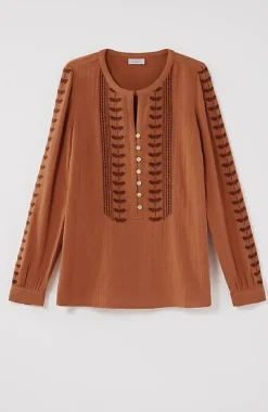 J.Jill Pure Jill Embroidered Buttoned-Cuff Top | Jjill-Women Shirts & Blouses