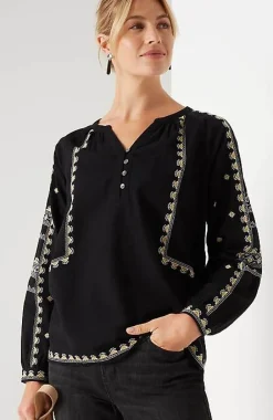 J.Jill Pure Jill Embroidered Popover Top | Jjill-Women Shirts & Blouses