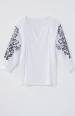 J.Jill Pure Jill Embroidered-Sleeve Crinkled Top | Jjill-Women Shirts & Blouses