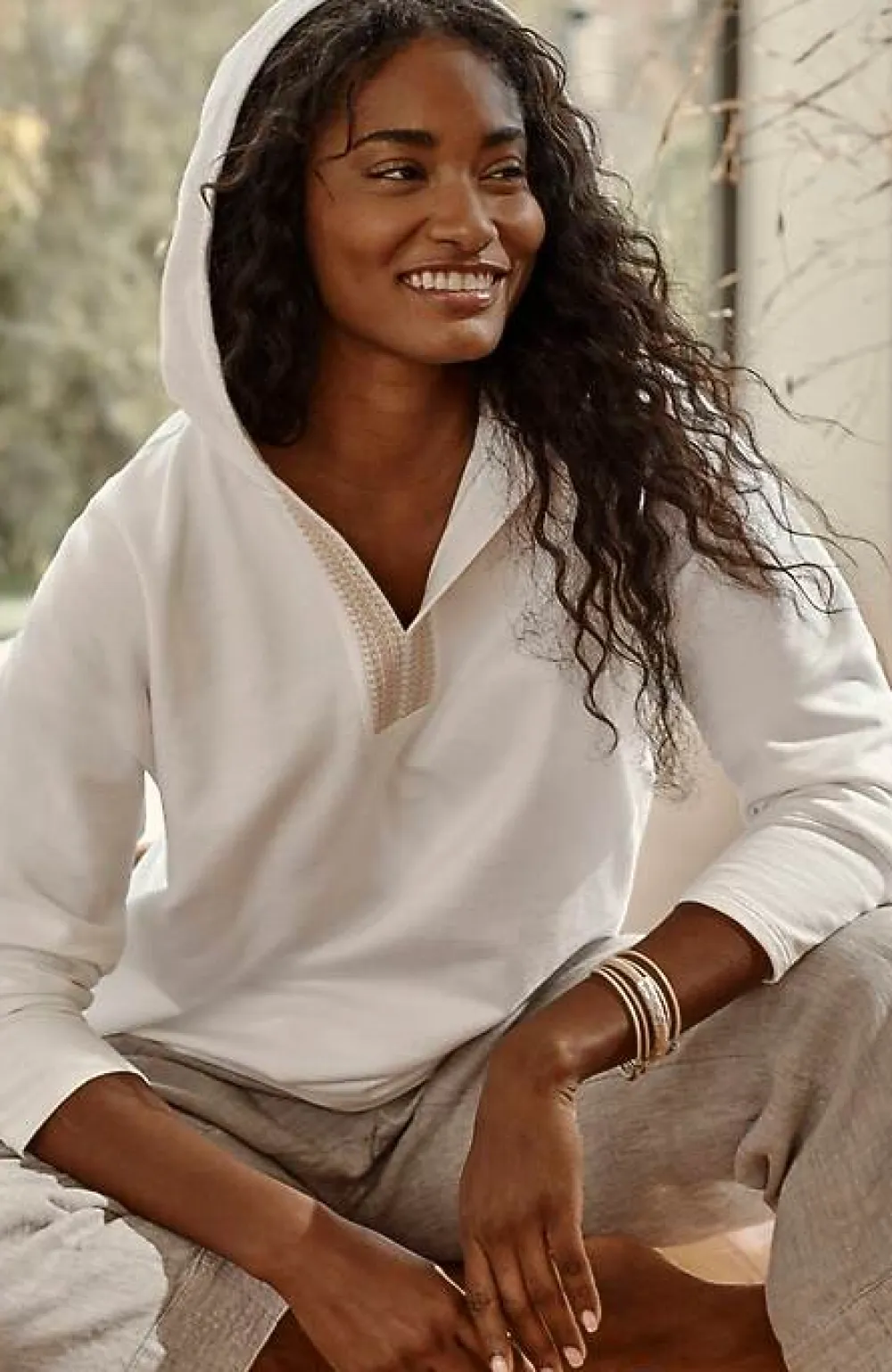 J.Jill Pure Jill French Terry Embroidered-Hood Pullover | Jjill-Women Tops & Tees