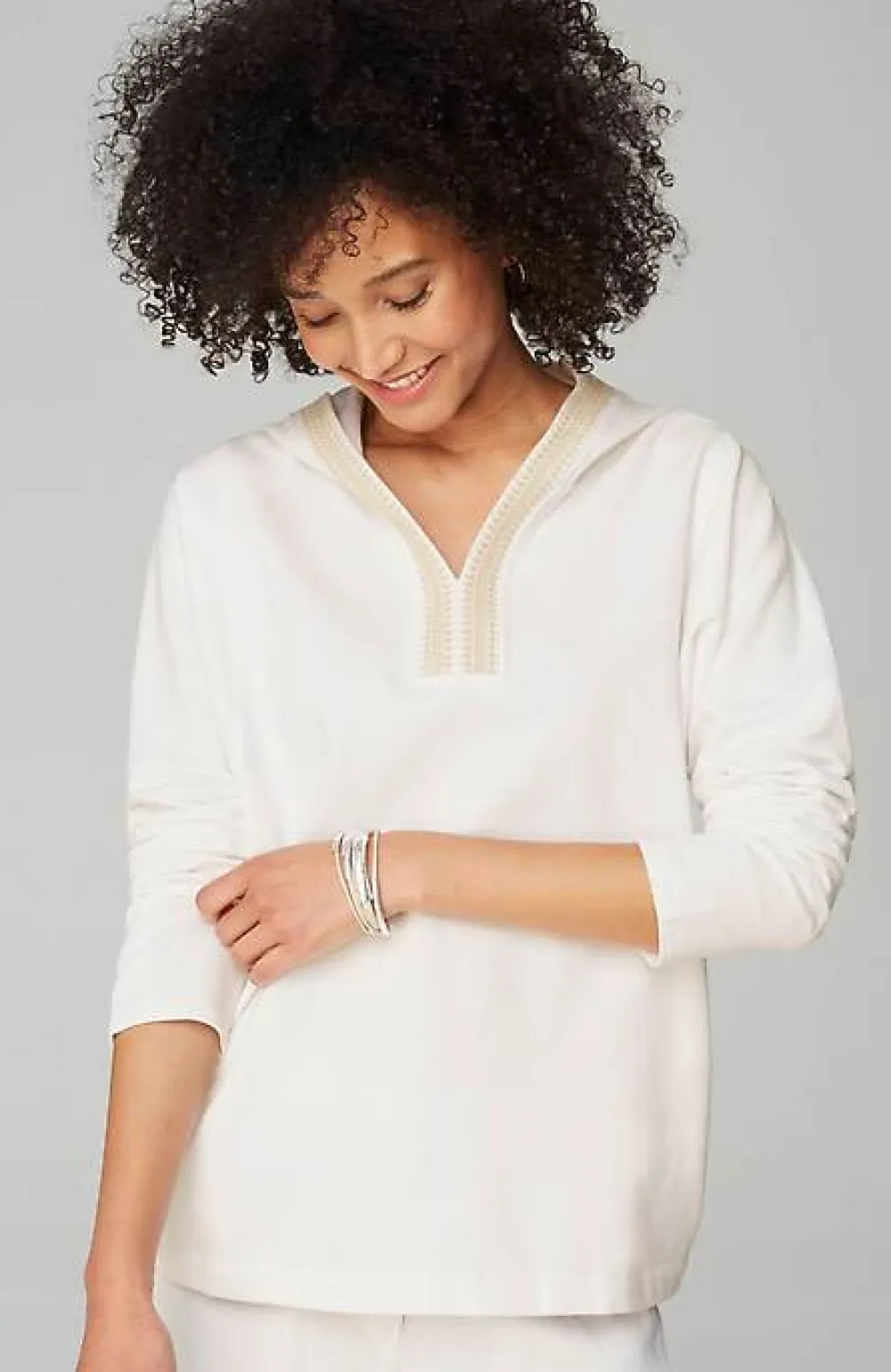 J.Jill Pure Jill French Terry Embroidered-Hood Pullover | Jjill-Women Tops & Tees