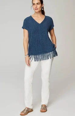 J.Jill Pure Jill Fringed-Hem V-Neck Sweater | Jjill-Women Sweaters