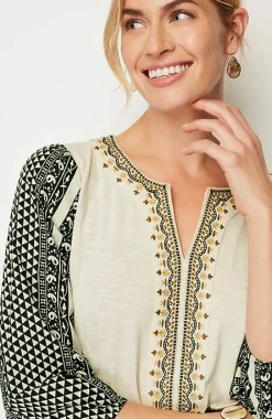 J.Jill Pure Jill Mixed-Media Embroidered Top | Jjill-Women Tops & Tees