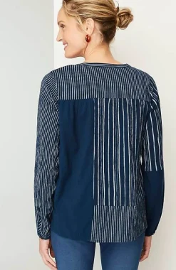 J.Jill Pure Jill Mixed-Stripes Crinkle Top | Jjill-Women Shirts & Blouses