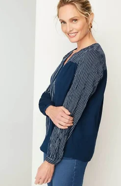 J.Jill Pure Jill Mixed-Stripes Crinkle Top | Jjill-Women Shirts & Blouses