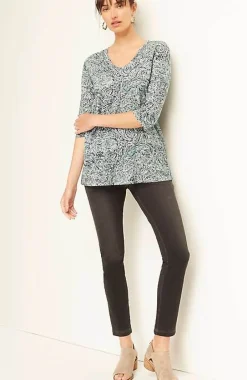 J.Jill Pure Jill Printed Soft-V-Neck Top | Jjill-Women Tops & Tees