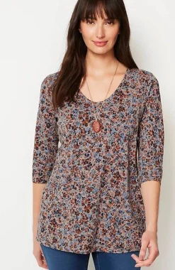 J.Jill Pure Jill Printed Soft-V-Neck Top | Jjill-Women Tops & Tees