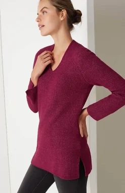 J.Jill Pure Jill Rib-Textured V-Neck Sweater Tunic | Jjill-Women Tunics