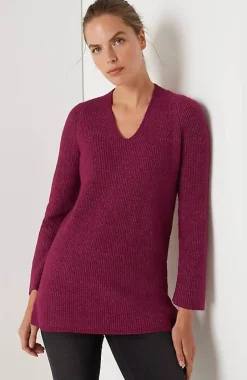 J.Jill Pure Jill Rib-Textured V-Neck Sweater Tunic | Jjill-Women Tunics