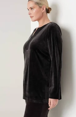 J.Jill Pure Jill Satin-Neckline Velour Tunic | Jjill-Women Tops & Tees