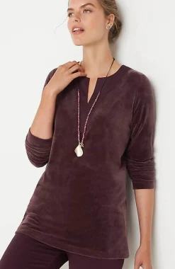 J.Jill Pure Jill Satin-Neckline Velour Tunic | Jjill-Women Tops & Tees