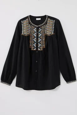 J.Jill Pure Jill Shadow-Stripe Embroidered Blouse | Jjill-Women Shirts & Blouses