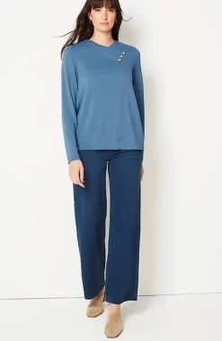 J.Jill Pure Jill Soft Asymmetrical Buttoned-Collar Top | Jjill-Women Tops & Tees