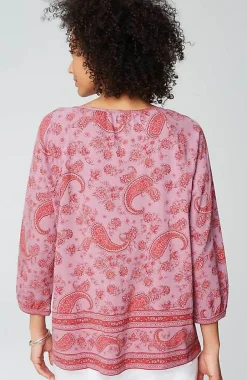 J.Jill Pure Jill Split-Neck Border-Printed Top | Jjill-Women Tops & Tees