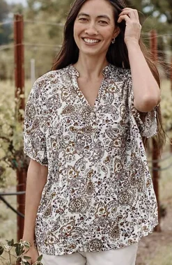 J.Jill Relaxed Printed Satin Top | Jjill-Women Shirts & Blouses