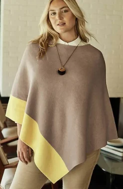 J.Jill Reversible Color-Blocked Knit Poncho | Jjill-Women Ponchos, Ruanas & Scarves
