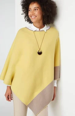 J.Jill Reversible Color-Blocked Knit Poncho | Jjill-Women Ponchos, Ruanas & Scarves