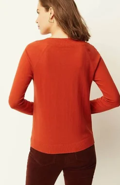 J.Jill Ribbed-Border V-Neck Sweater | Jjill-Women Sweaters