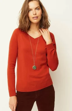 J.Jill Ribbed-Border V-Neck Sweater | Jjill-Women Sweaters