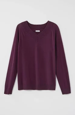 J.Jill Ribbed-Border V-Neck Sweater | Jjill-Women Sweaters