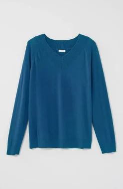 J.Jill Ribbed-Border V-Neck Sweater | Jjill-Women Sweaters