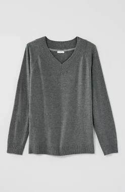 J.Jill Ribbed-Border V-Neck Sweater | Jjill-Women Sweaters