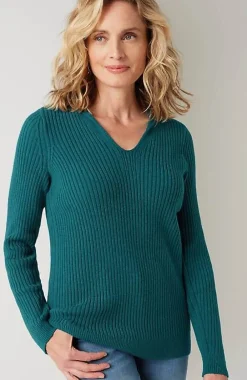 J.Jill Ribbed-Stitch Collared Sweater | Jjill-Women Sweaters