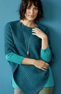 J.Jill Rib-Knit Asymmetrical Poncho | Jjill-Women Ponchos, Ruanas & Scarves