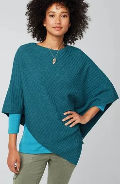 J.Jill Rib-Knit Asymmetrical Poncho | Jjill-Women Ponchos, Ruanas & Scarves