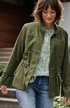 J.Jill Ruffled-Sleeves Tie-Waist Jacket | Jjill-Women Jackets & Coats