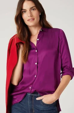 J.Jill Satin Button-Front Shirt | Jjill-Women Shirts & Blouses