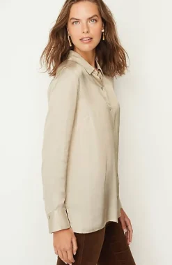 J.Jill Satin Button-Front Shirt | Jjill-Women Shirts & Blouses