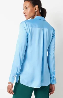 J.Jill Satin Button-Front Shirt | Jjill-Women Shirts & Blouses