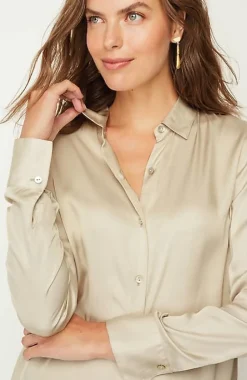 J.Jill Satin Button-Front Shirt | Jjill-Women Shirts & Blouses