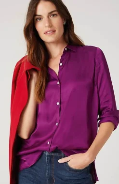 J.Jill Satin Button-Front Shirt | Jjill-Women Shirts & Blouses