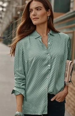 J.Jill Satin Button-Front Shirt | Jjill-Women Shirts & Blouses