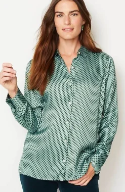J.Jill Satin Button-Front Shirt | Jjill-Women Shirts & Blouses