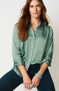 J.Jill Satin Button-Front Shirt | Jjill-Women Shirts & Blouses