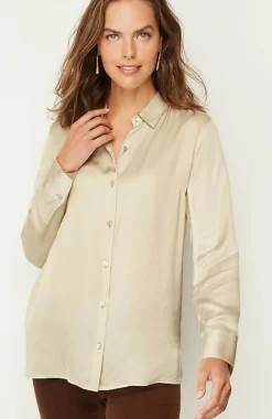 J.Jill Satin Button-Front Shirt | Jjill-Women Shirts & Blouses
