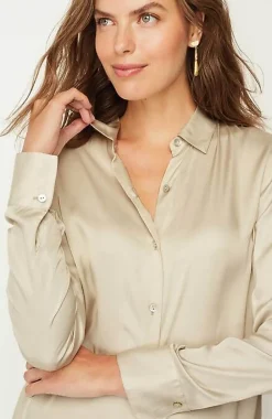 J.Jill Satin Button-Front Shirt | Jjill-Women Shirts & Blouses